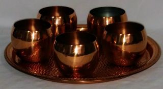 Vintage Coppercraft Guild Tray And Poly Cups Low Ball Bar Ware