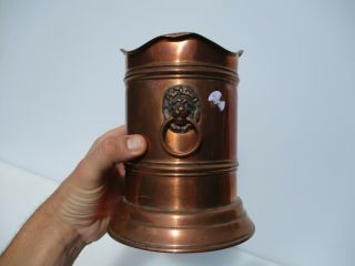 Vintage Copper Trough Tub Planter Plant Pot Antique Old Urn Brass Lion Handle