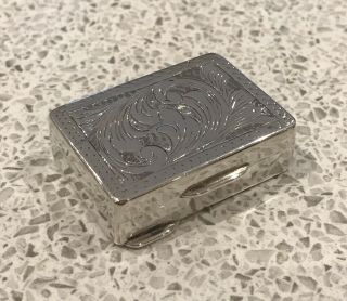 Antique French 800 Fully Hallmarked Silver Pill Box Simon Halphen 1860 - 1880