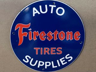 12in Firestone Tires Porcelain Enamel Sign Service Mechanic