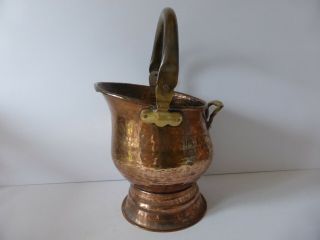 Vintage Copper And Brass Coal Scuttle.