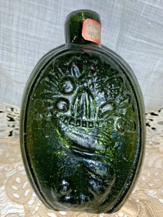 Historical Flask Emerald Green Cornjcopic And Ernie Bottle Glass
