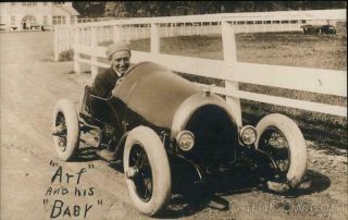 Aviator Rppc Art Smith In His Car 1915 Ppie Real Photo Post Card Vintage