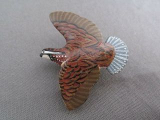 1979 Vintage Jim White Hand Carved Wooden Bobwhite Flying Quail Pin Brooch