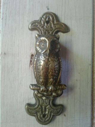 Reclaimed Antique/vintage Cast Brass Tufted Owl Door Knocker