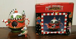 Mary Engelbreit Me0280 Teapot Tea Pot Birdhouse Christmas Ornament W Box Read