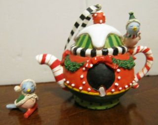 Mary Engelbreit ME0280 Teapot Tea Pot Birdhouse Christmas Ornament w Box READ 3