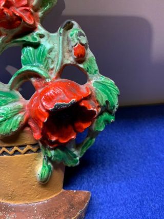 Hubley Poppies In A Terra Cotta Pot Mold 330 Paint Door stop 3