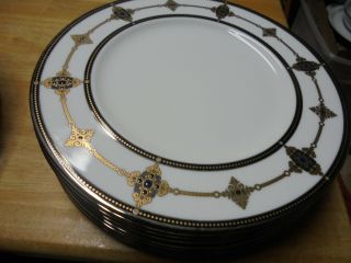 Set Of 8 Lenox " Vintage Jewel " Fine Bone China Luncheon Plates - Made In Usa
