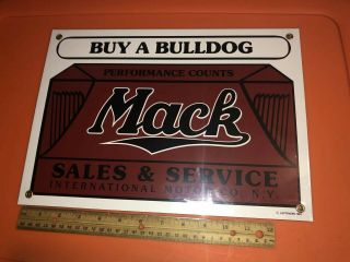 Vtg Mack Bulldog International Motor Sales - Service Porcelain Dealer Sign Trucks