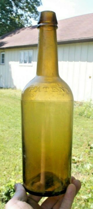 Yellow Citron Dyottville Glass Patent Emb Whiskey Bottle Civil War Era Dug