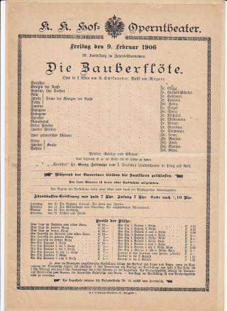 Gustav Mahler Conducting Vienna Opera Vintage Leo Slezak 1906 Mozart ZauberflÖte