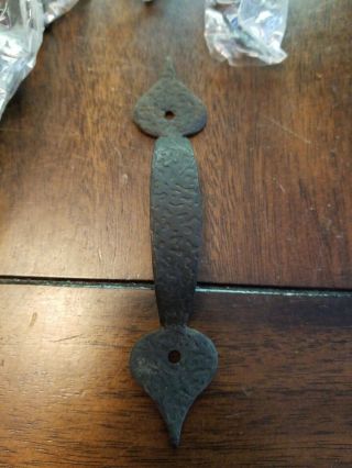 18 Vintage Black Colonial Spade Hammered Wrought Iron Drawer Pulls - Nos