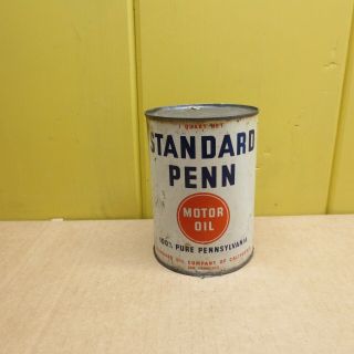 Vintage Standard Penn Motor Oil Can 1 Qt 1
