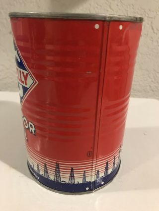 OLD STOCK 50 ' s SKELLY FULL MOTOR OIL RIBBED METAL CAN GREAT PAINT GRAPHICS 2