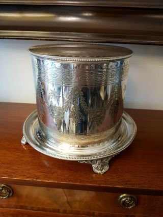 Antique Silver Plated Elkington & Co Biscuit Barrel - 1899
