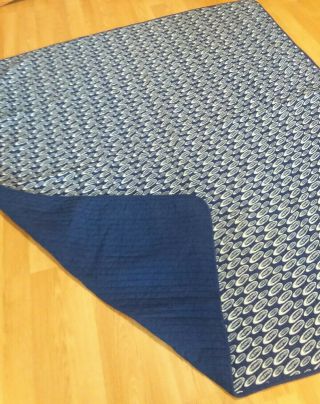 VTG Pepsi Cola Picnic Twin Blanket Throw Quilt Quilted Roll White Blue 66x72 2