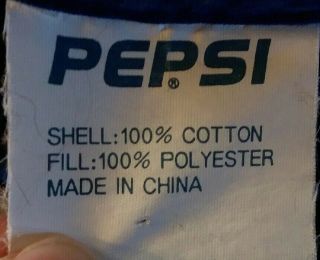 VTG Pepsi Cola Picnic Twin Blanket Throw Quilt Quilted Roll White Blue 66x72 3