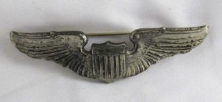 Ww2 Us Army Air Force Pilot Wing Pin Badge Pin Silver Plate