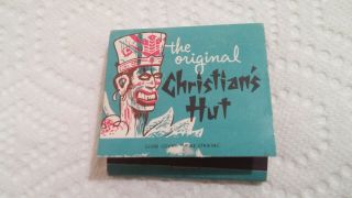 Old Vintage Tiki Matchbook Christian Hut Corona Del Mar Ca Full Unstruck