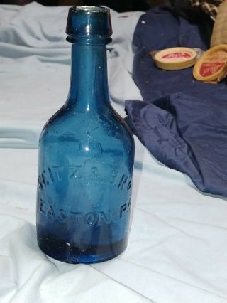 Pontiled Cobalt Blue Seitz & Bro Soda/beer Bottle,  Easton,  Pa.