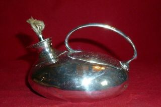 Oval Solid Silver Table Lighter With Handle,  Es Barnsley & Co,  Birmingham 1910