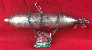 Vintage Wire Wrapped Zeppelin With Santa Rider Christmas Ornament