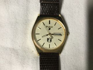 Vintage Nationwide Insurance Pulsar Watch With Leather Band Strap