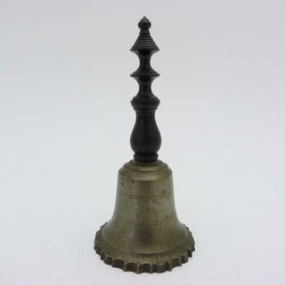 Antique White Metal Table Bell With Turned Ebony Handle