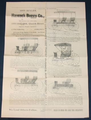 1899 Hancock Buggy Co. ,  Lynchburg,  Va Broadside & Business Card