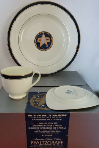 Pfaltzgraff 1994 Star Trek Uss Enterprise 3 Piece Plate Cup And Saucer