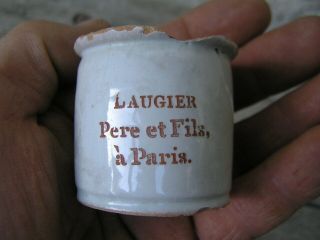 Early Sepia Print Tinglaze Delftware Ointment Pot Laugier Pere Et Fils,  à Paris