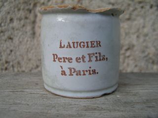 Early Sepia Print Tinglaze Delftware Ointment Pot LAUGIER Pere et Fils,  à Paris 2