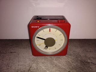 Vintage Sony Icf - A10w Red Clock Radio Vivaldi 