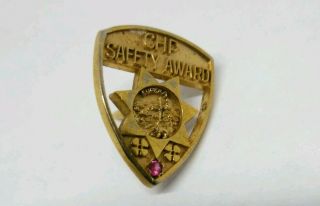 Eureka California Highway Patrol Small Jewel Safety Award Lapel Pin Vintage