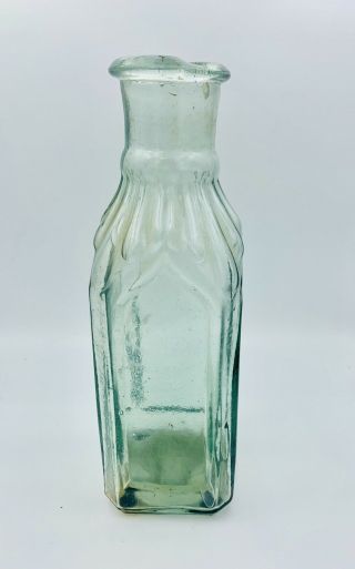 Semi Cathedral Pickle Jar / Bottle.  8 " Size.  4 - Sided.  Open Pontil