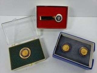 Gerald R.  Ford Presidential Seal Tie Bar,  Cufflinks,  And Pin - White House Gifts