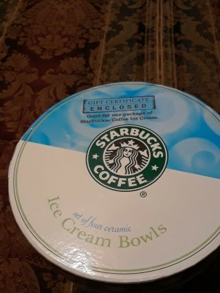 Set Of 4 Starbucks Coffee 2007 Ice Cream Bowls 4 Diff Colors Box