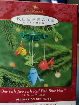 Hallmark Dr Seuss One Fish Two Fish Red Fish Blue Fish Christmas Ornament 2000