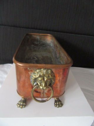 Vintage Copper Peerage England Plant Trough With Lions Head And Claw Feet