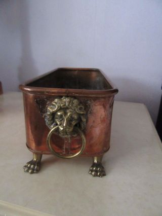 Vintage Copper Peerage England Plant Trough with Lions head and Claw feet 2