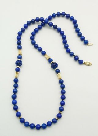 30 " Lapis Lazuli & 14k Gold Beaded Necklace