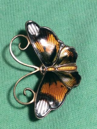 Sterling Silver & Enamel Butterfly Brooch David Andersen Of Norway