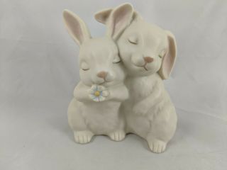 Homco Rabbit Pair Bunny Figure He Loves Me 1990