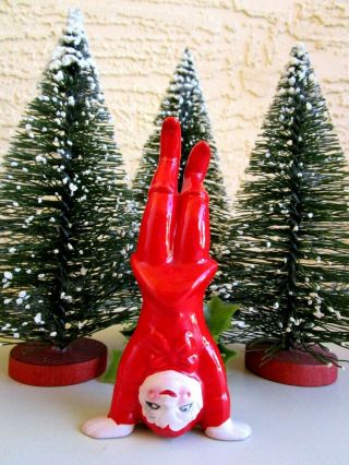 Vintage Gilner Red Ceramic Pottery Elf/pixie Acrobat Standing On Head Figurine