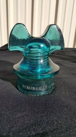 Hemingray Blue Green Aqua Hemingray No 60 Mickey Mouse Ears Glass Insulator