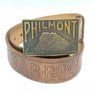 Vintage Boy Scout Tooled Leather Belt Buckle Philmont Cimarron Mexico Type 2