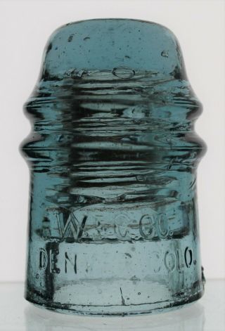 Steel Blue Cd 121 W.  F.  G.  Co.  Denver,  Colo.  16 Toll Glass Insulator
