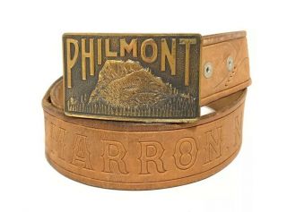 Vintage Boy Scout Tooled Leather Belt Buckle Philmont Cimarron Mexico Type 1