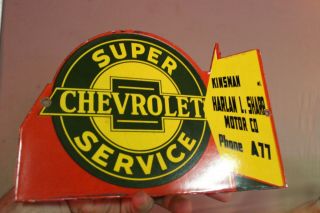 Chevrolet Service Dealer Porcelain Metal Sign Gas Oil Service